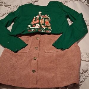 Green Christmas Top with Pink Skirt